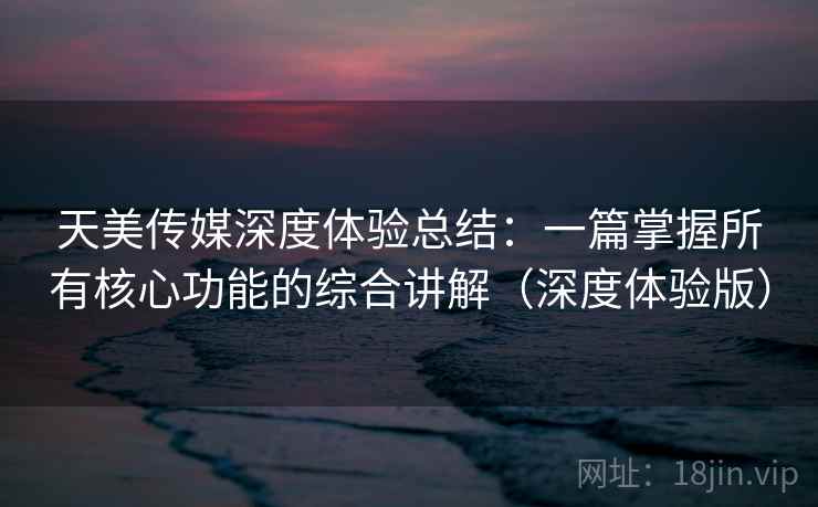 天美传媒深度体验总结:一篇掌握所有核心功能的综合讲解(深度体验版)