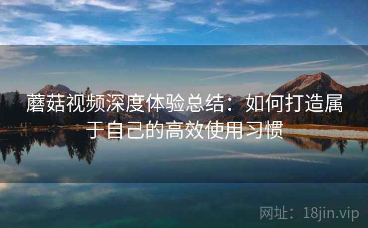 蘑菇视频深度体验总结：如何打造属于自己的高效使用习惯